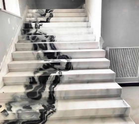 panda white marble stairs